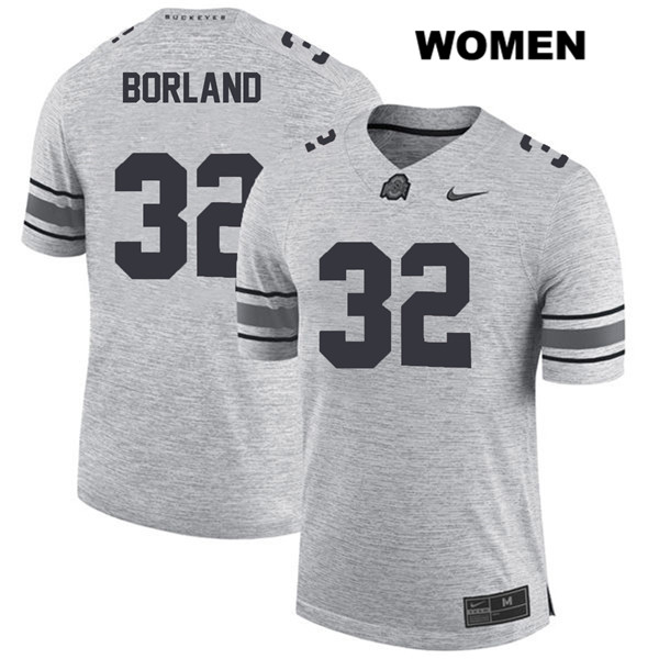 Ohio State Buckeyes Women's Tuf Borland #32 Gray Authentic Nike College NCAA Stitched Football Jersey YX19U13LD